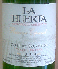 La Huerta Reserva Especial Cabernet Sauvignon 2003