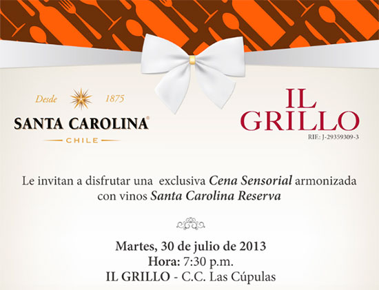 Cena sensorial Santa Carolina Il Grillo