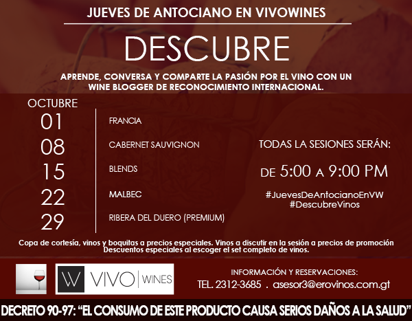 Jueves de Antociano en VIVO WINES Octubre