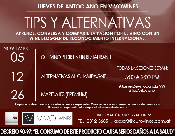 Jueves de Antociano en VIVO WINES (Noviembre)